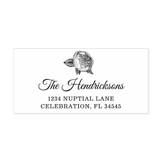 牡丹エレガントの花住所 ラバースタンプ (インプリント)