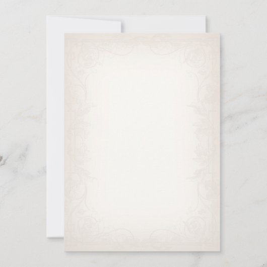 牡丹エレガントピンクフローラヴィンテージウェディングメニュー 招待状 (裏面)