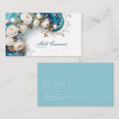 牡丹エレガントフローラティール(緑がかった色)及び金ゴールド 名刺 (正面/裏面)