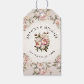 牡丹エレガントフローラピンク結婚ウォーター ギフトタグ (正面)