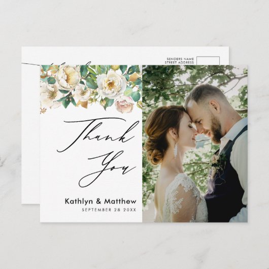 牡丹エレガントフローラ結婚グリーンリー ポストカード (正面/裏面)