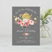 牡丹エレガントフローラ誕生日ティー招待状 招待状 (スタンド正面)