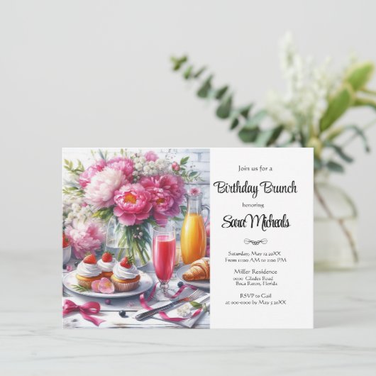 牡丹エレガントフローラ誕生日ブランチ 招待状 (スタンド正面)