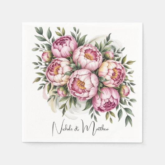 牡丹エレガントフローラ配結婚置 スタンダードカクテルナプキン (正面)