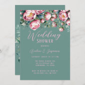 牡丹エレガントブーケ入り水彩ウェディングシャワー 招待状 (正面/裏面)