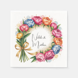 牡丹エレガントブーケ結婚ス スタンダードカクテルナプキン