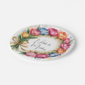 牡丹エレガントブーケ結婚ス ペーパープレート (アングル)