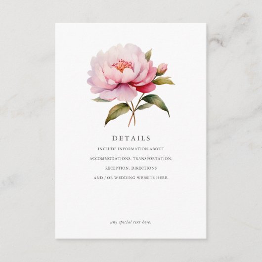 牡丹エレガントマグノリアピンクフローラ結婚ズ詳細 エンクロージャーカード (正面)