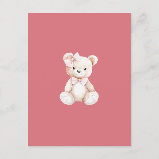 牡丹エレガント女の子ベビーシャワー詳細QRコード エンクロージャーカード (裏面)