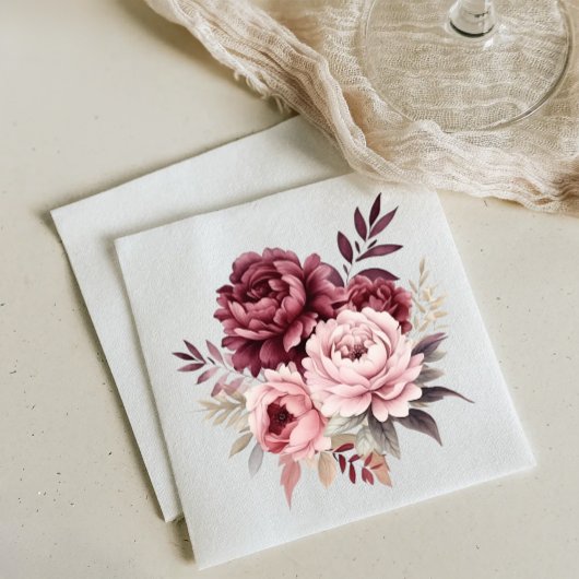 牡丹エレガント水彩牡丹ブライダルシャワー スタンダードランチョンナプキン