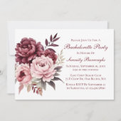 牡丹エレガント水色フローラバチェロレッテ 招待状 (正面)