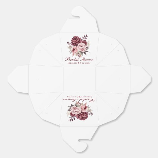 牡丹エレガント水色フローラブライダルシャワー フェイバーボックス (見開き)