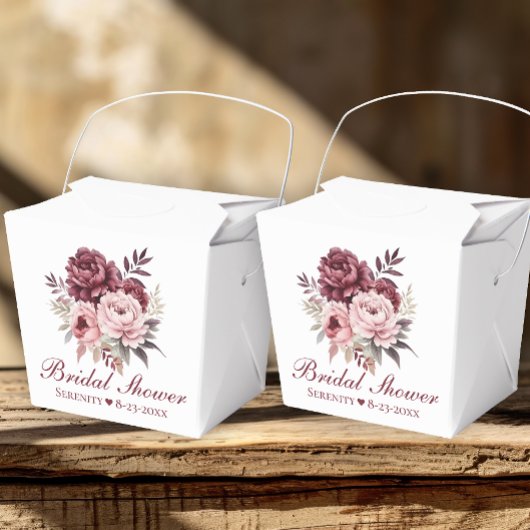 牡丹エレガント水色フローラブライダルシャワー フェイバーボックス