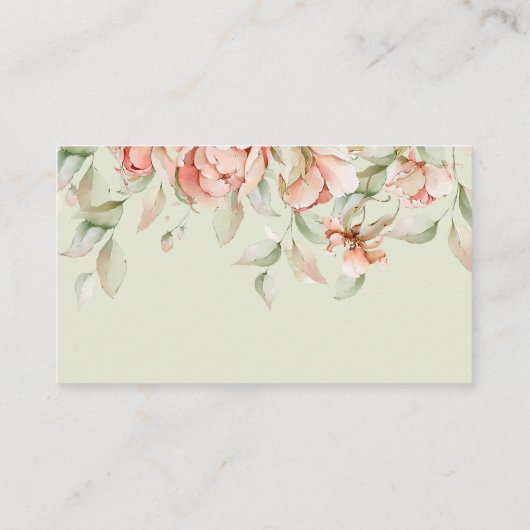 牡丹エレガント緑の赤ちゃんシャワーおむつラッフル エンクロージャーカード (裏面)