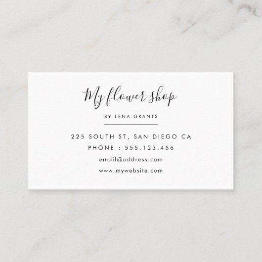 牡丹エレガント花シック花屋 名刺 (裏面)