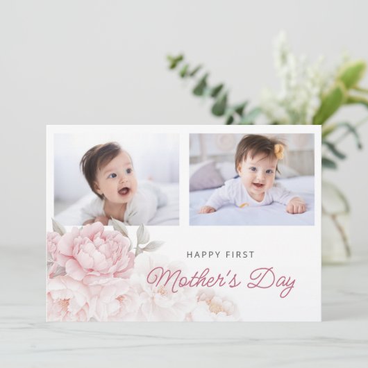 牡丹エレガント花母の日2枚 カード (スタンド正面)