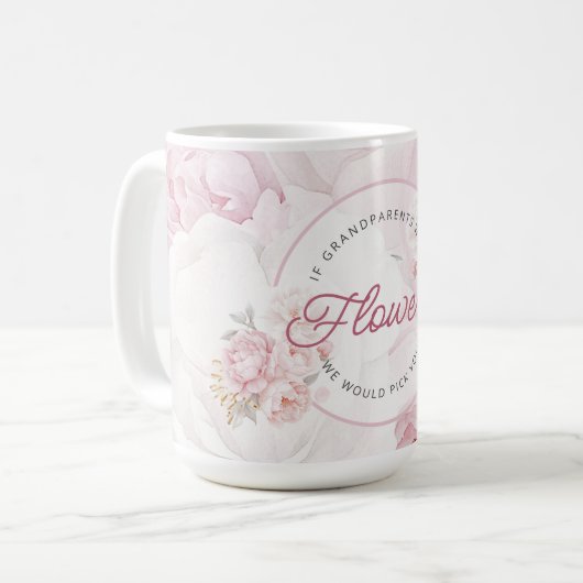牡丹エレガント花祖父母お迎えしよう コーヒーマグカップ (正面左)