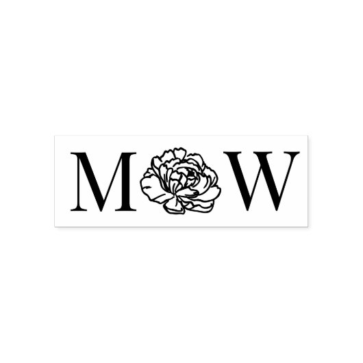 牡丹エレガント花2イニシャル結婚のカップル セルフインキングスタンプ (デザイン)
