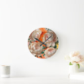 牡丹エレガント装飾用クッションフローラホームデコル ラウンド壁時計 (ホーム)