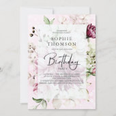 牡丹エレガント誕生日 招待状 (正面)