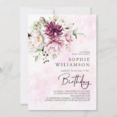 牡丹エレガント誕生日 招待状 (正面)