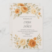 牡丹エレガント&バラ水彩結婚式招待状 招待状 (正面/裏面)