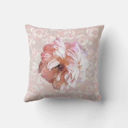 牡丹オンピーチフェイクーピンクレース クッション (裏面)