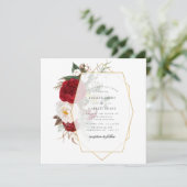 牡丹カラフルブーケ金ゴールドフレ結婚ーム 招待状 (スタンド正面)