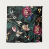 牡丹カラフル：大きな花柄。 タペストリー (正面(横))