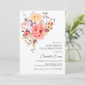 牡丹ガーデンエレガントフローラ任意の年齢大人誕生日 招待状 (スタンド正面)