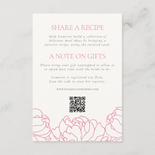 牡丹ガーデンブライダルシャワーエンクロージャカード エンクロージャーカード (正面)