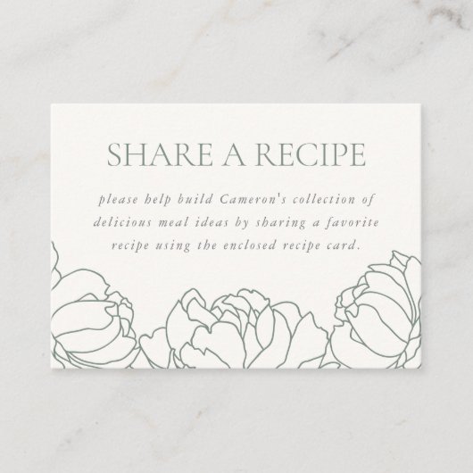 牡丹ガーデンブライダルシャワーレシピエンクロージャカード エンクロージャーカード (正面)