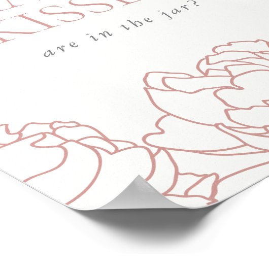 牡丹ガーデンブライダルシャワー"どのように多くのキス"サイン ポスター (角)