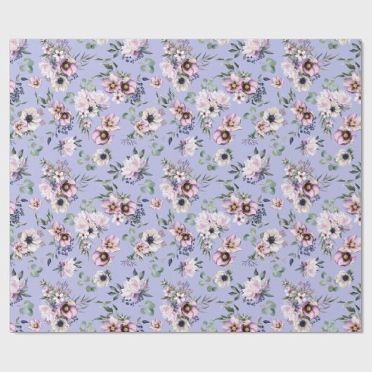 牡丹ガーデンペリウィンクルラベンダー結婚ズ ラッピングペーパー (フラット)