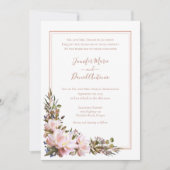 牡丹ガーデン素朴ピーチホワ結婚イト 招待状 (正面)