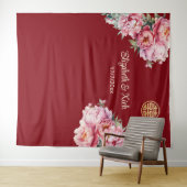 牡丹クリーム中国の結婚の歓迎 タペストリー (インサイチュ(横))