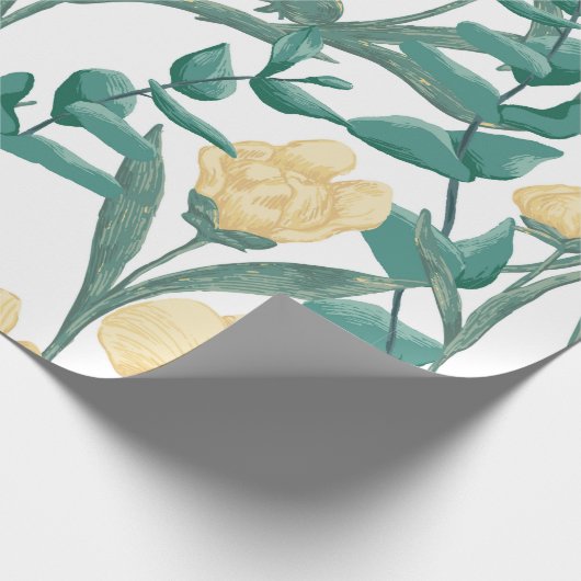 牡丹クレア・ド・ルネは継ぎ目のない模様を植える。Hand ラッピングペーパー (角)