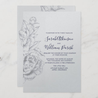 牡丹シンプル結婚式招待状 招待状