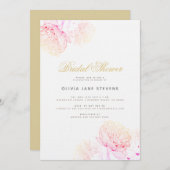 牡丹スエレガントクリプトモダンフローラブライダルシャワー 招待状 (正面/裏面)