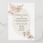 牡丹スケッチゴールドフォイルクラシックフローラフレ結婚ーム 箔招待状 (正面)