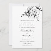 牡丹スケッチフォーマル白黒クラシック結婚ズ 招待状 (正面)