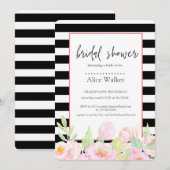 牡丹ストライプ付き黒ブライダルシャワー (正面/裏面)