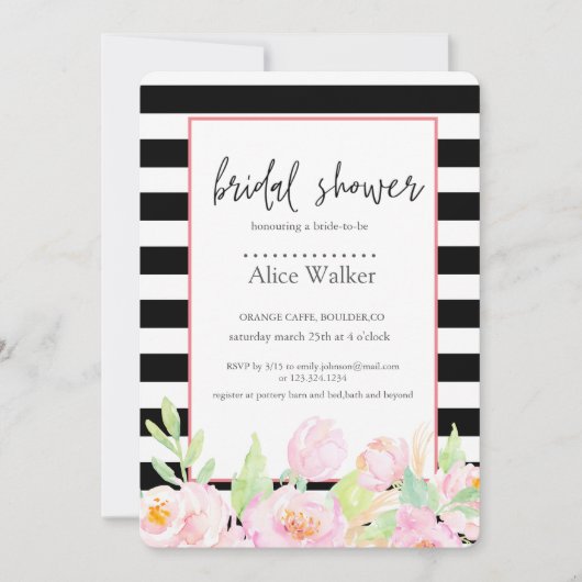 牡丹ストライプ付き黒ブライダルシャワー (正面)