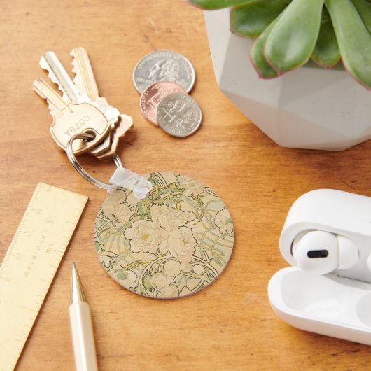 牡丹バイアルフォンスミュシャ、ヴィンテージアールヌーボー キーホルダー (デスク)