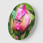 牡丹バド ラージ壁時計 (傾斜)