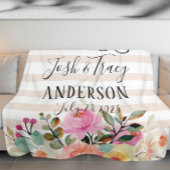 牡丹バラたった今結婚しました発表写真プロップ フリースブランケット