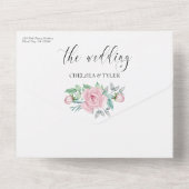 牡丹バラパステルピンク結婚フローラ オールインワン招待状 (裏面)