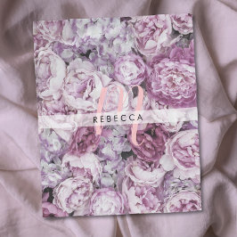 牡丹バラフローラピンクスクリプトモノグラム フリースブランケット