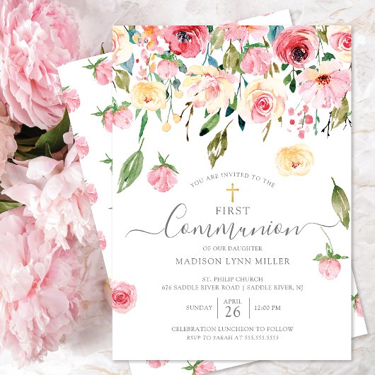 牡丹バラフローラファーストコミューン 招待状