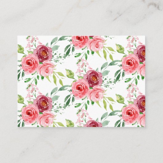 牡丹バラフローラベビーシャワーギフトディスプレイ エンクロージャーカード (裏面)